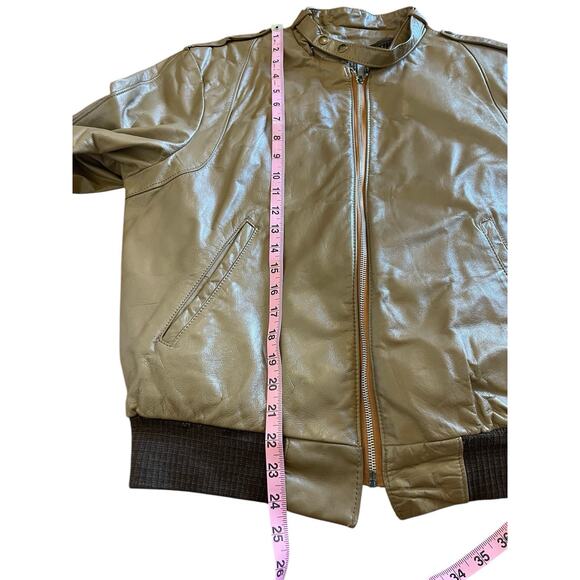 Vtg Van Cort Leather Bomber Jacket USA Made Light Brown Sz L 80s Stranger Things - Picture 8 of 16